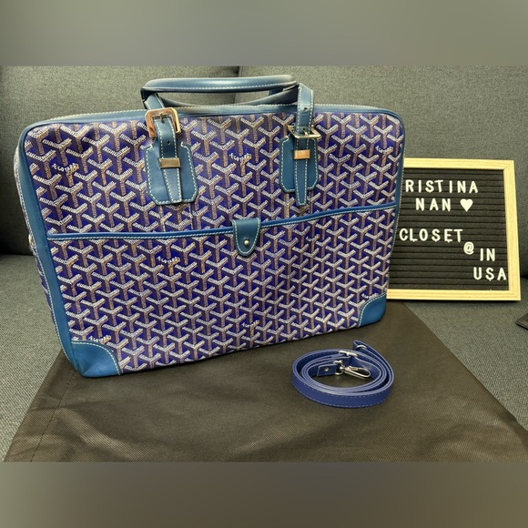 Goyard Blue Ambassade briefcase - Picture 2 of 16